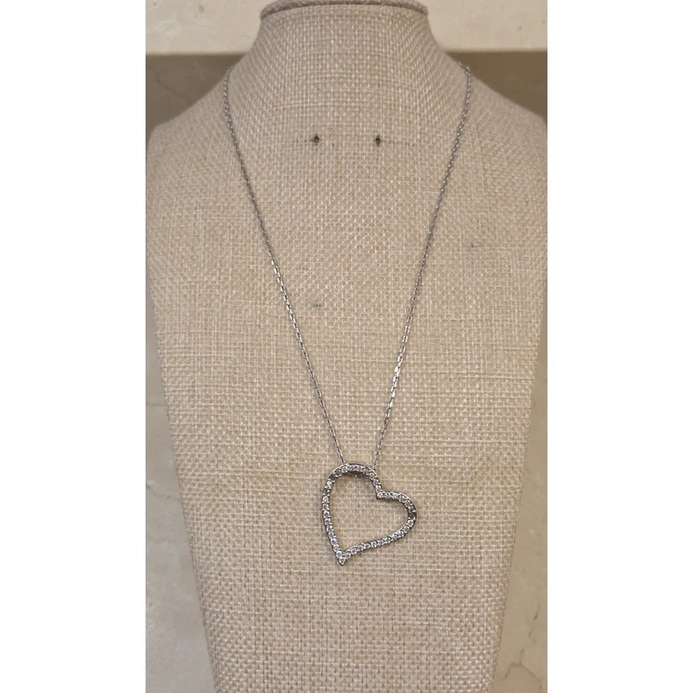 Swarovski Crystal Pave‎ Set Heart Pendant Necklace 15-17.5
